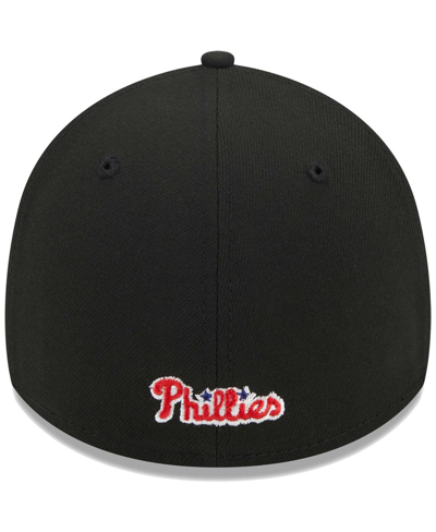 New Era Men's  Black Philadelphia Phillies Logo 39thirty Flex Hat In Black