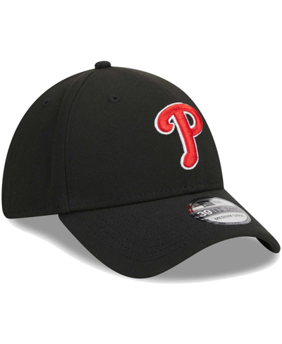 New Era Men's  Black Philadelphia Phillies Logo 39thirty Flex Hat In Black