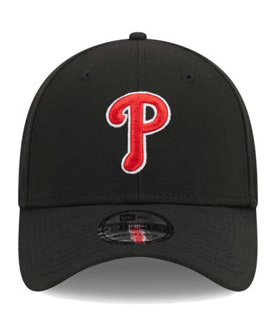 New Era Men's  Black Philadelphia Phillies Logo 39thirty Flex Hat In Black
