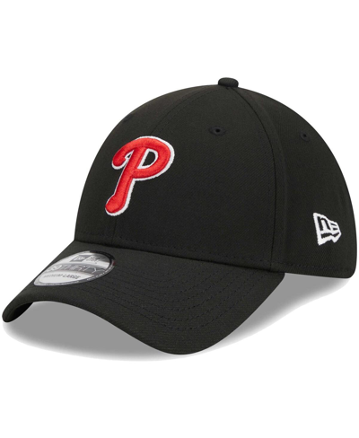 New Era Men's  Black Philadelphia Phillies Logo 39thirty Flex Hat In Black