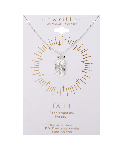Unwritten Cubic Zirconia Cross Pendant Necklace In Silver