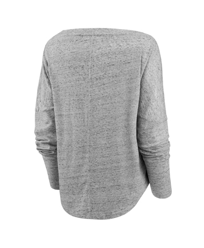Fanatics Branded Heathered Gray Los Angeles Lakers Nostalgia Off-the-shoulder Long Sleeve T-shirt In Heathered Gray