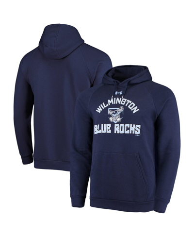 Shop Under Armour Men's  Navy Wilmington Blue Rocks All Day Raglan Fleece Pullover Hoodie
