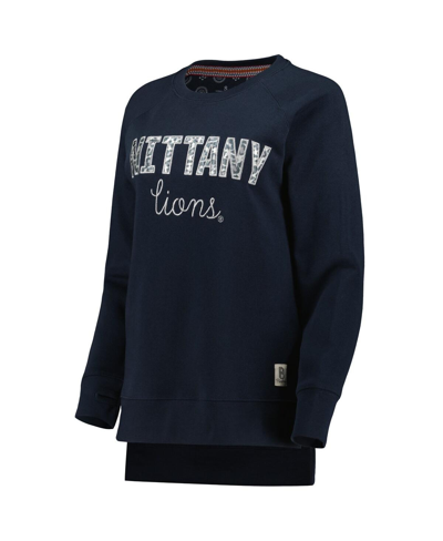 Pressbox Navy Penn State Nittany Lions Steamboat Animal Print Raglan Pullover Sweatshirt In Navy