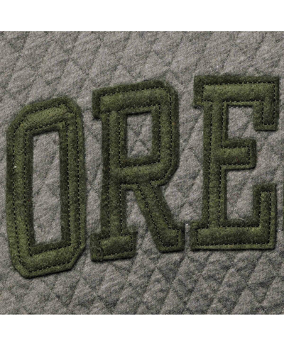 Shop Pressbox Women's  Heather Charcoal Oregon Ducks Moose Quilted Pullover Sweatshirt