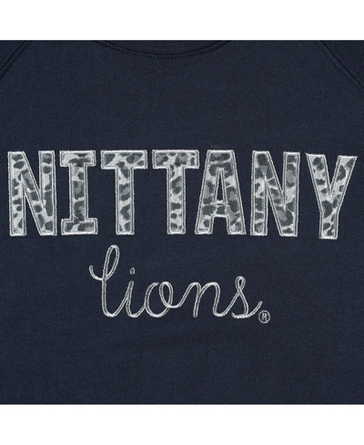 Pressbox Navy Penn State Nittany Lions Steamboat Animal Print Raglan Pullover Sweatshirt In Navy