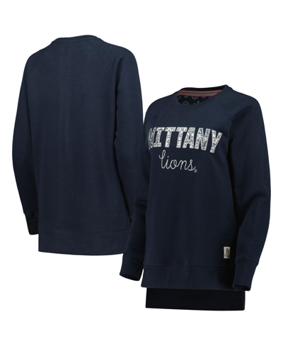 Pressbox Navy Penn State Nittany Lions Steamboat Animal Print Raglan Pullover Sweatshirt In Navy