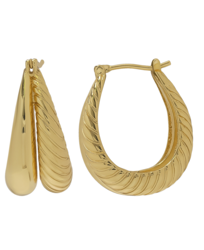 Shop Macy's 14k Gold Plated Shrimp And Shiny Hoop Earring