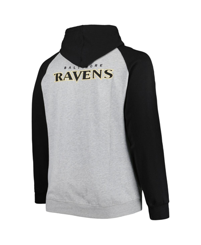 Shop Profile Men's Heather Gray Baltimore Ravens Big And Tall Fleece Raglan Full-zip Hoodie Jacket