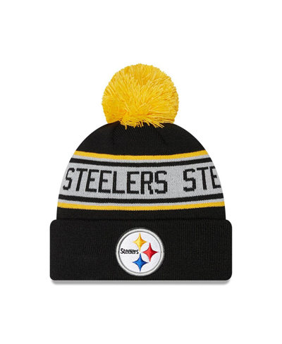 Shop New Era Preschool Boys And Girls  Black Pittsburgh Steelers Repeat Cuffed Knit Hat With Pom