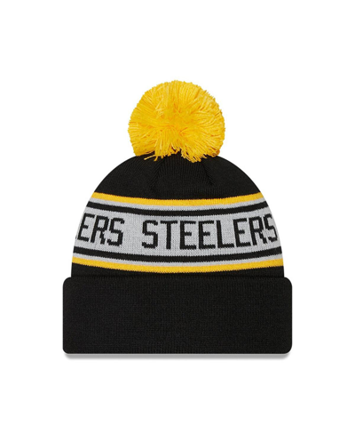 Shop New Era Preschool Boys And Girls  Black Pittsburgh Steelers Repeat Cuffed Knit Hat With Pom