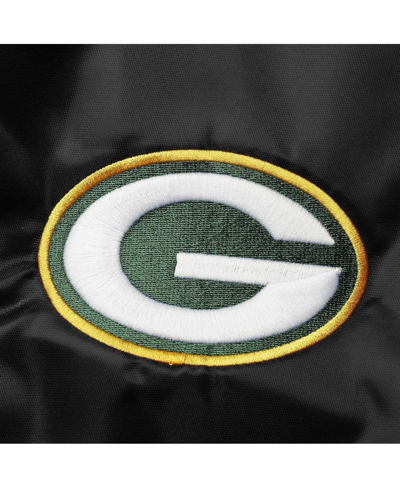 Starter Black Green Bay Packers Locker Room Satin Varsity Full-snap Jacket In Black