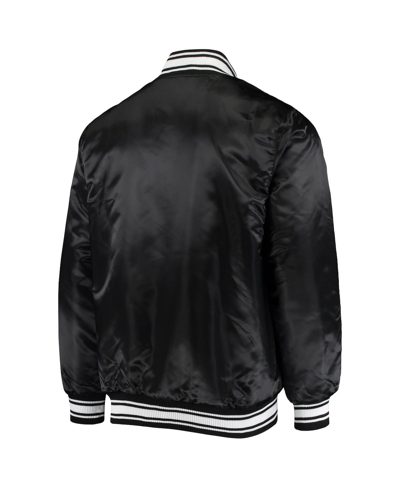 Starter Black Green Bay Packers Locker Room Satin Varsity Full-snap Jacket In Black