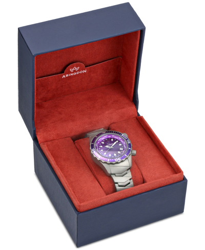 Shop Abingdon Co. Women's Marina Diver's Multifunctional Titanium Bracelet & White Silicone Strap Watch 40mm In Pacific Purple