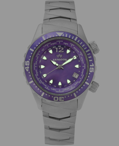 Abingdon Co. Women's Marina Diver's Multifunctional Titanium Bracelet Watch 40mm In Pacific Purple