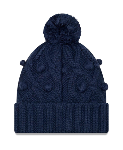 Shop New Era Big Girls  Navy New England Patriots Toasty Cuffed Knit Hat With Pom
