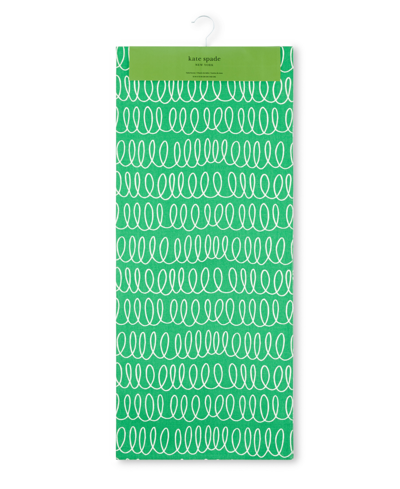 Shop Kate Spade In The Loop Joy Dot Reversible Table Runner, 15" X 108" In Green,white