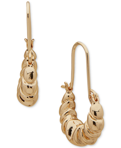Shop Anne Klein Gold-tone Weave Elongated Hoop Earrings