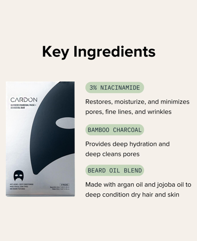 Cardon Bamboo Charcoal Mask + Beard Oil, 4-pk. In No Color