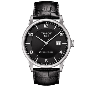 Shop Tissot Men's Swiss Automatic Luxury Powermatic 80 Black Leather Strap Watch 41mm