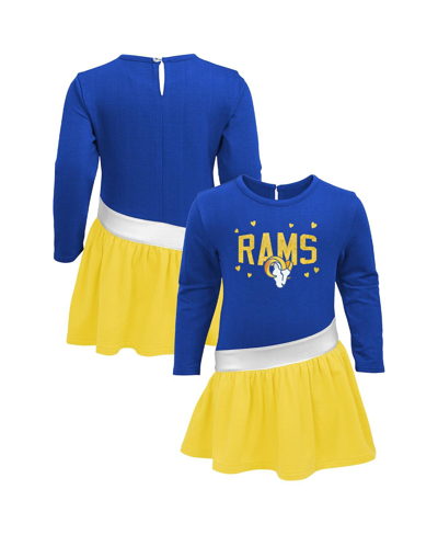 Shop Outerstuff Little Girls Royal, Gold Los Angeles Rams Heart To Heart Jersey Dress In Royal,gold