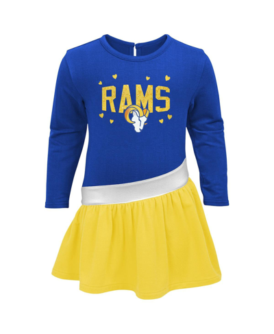 Shop Outerstuff Little Girls Royal, Gold Los Angeles Rams Heart To Heart Jersey Dress In Royal,gold