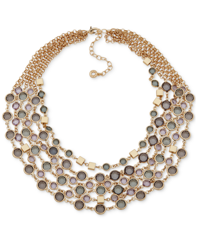 Shop Anne Klein Gold-tone Color Stone Torsade Layered Statement Necklace, 16" + 3" Extender In Multi