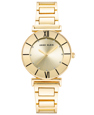 Shop Anne Klein Women's Gold-tone Mixed Metal Link Bracelet Watch, 32mm