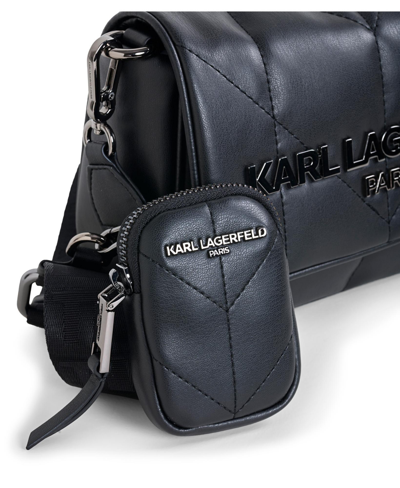 Karl Lagerfeld Voyage Nylon Messenger In Black,gunmetal