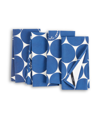 Shop Kate Spade Joy Dot Cloth Napkins 4 Pack Set, 20" X 20" In Blue,white Multi