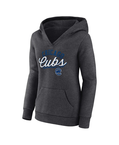 Fanatics Branded Heather Charcoal Chicago Cubs Simplicity Crossover V-neck Pullover Hoodie In Heather Charcoal