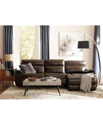 Macy's Hutchenson Leather Zero Gravity Sectional Collection Created For Macys In Coffee