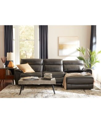 Macy's Hutchenson Leather Zero Gravity Sectional Collection Created For Macys In Coffee