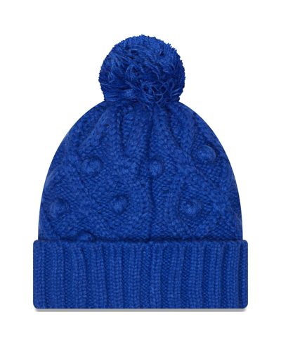 Shop New Era Women's  Royal New England Patriots Toasty Cuffed Knit Hat With Pom