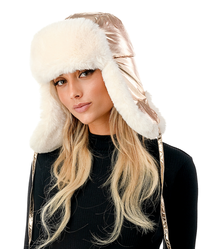 Marcus Adler Women's Metallic Faux Fur Trapper Hat In Rose
