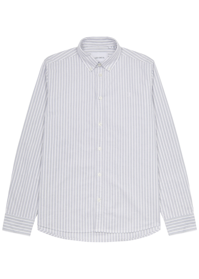 Shop Les Deux Kristian Striped Stretch-cotton Oxford Shirt In Blue