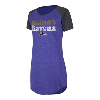 Shop Concepts Sport Purple/black Baltimore Ravens Raglan V-neck Nightshirt