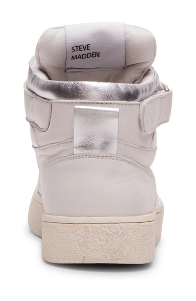 Shop Steve Madden Emilee Mid Top Sneaker In White Leather