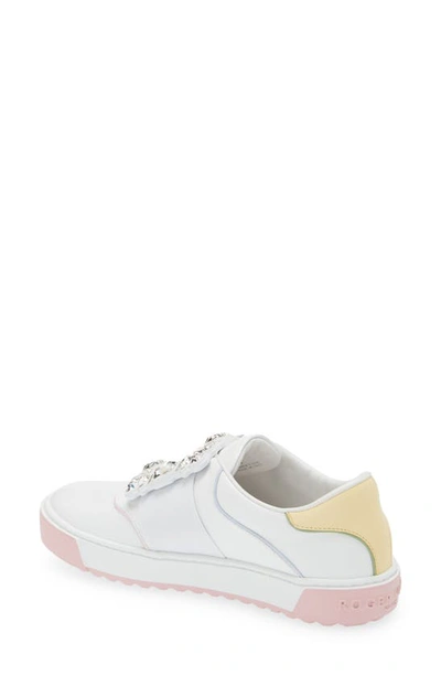 Shop Roger Vivier Very Vivier Crystal Buckle Slip-on Sneaker In White Multi