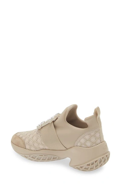 Roger Vivier Viv Run Strass Buckle Chunky Sneakers In Natural Beige