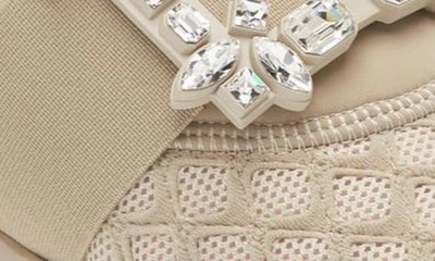 Roger Vivier Viv Run Strass Buckle Chunky Sneakers In Natural Beige