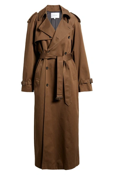 Shop Frame Wool Trench Coat In Brown