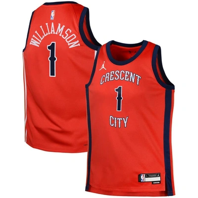 Shop Jordan Brand Swingman Jersey  Zion Williamson Red New Orleans Pelicans Statement