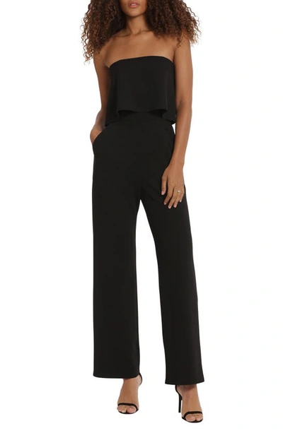 Shop Donna Morgan For Maggy Flounce Bodice Strapless Jumpsuit In Black