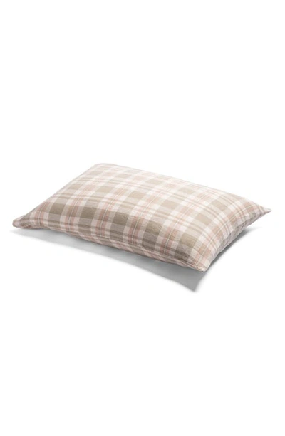 Shop Piglet In Bed Set Of 2 Check Linen Pillowcases In Taupe Check