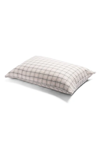 Shop Piglet In Bed Set Of 2 Check Linen Pillowcases In Natural Check