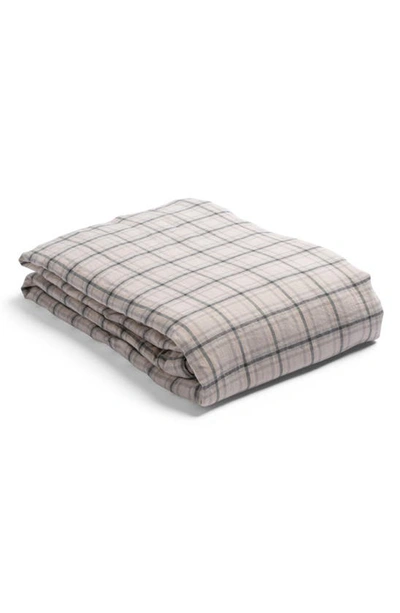 Shop Piglet In Bed Check Linen Duvet Cover In Natural Check