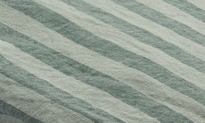 Shop Piglet In Bed Pembroke Stripe Linen Fitted Sheet In Pine Green Pembroke Stripe