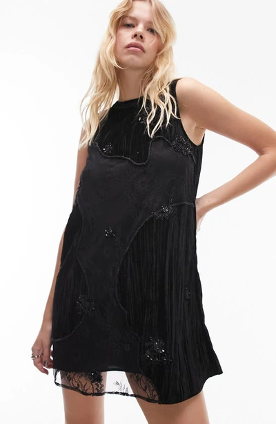 Shop Topshop Mix Sleeveless Minidress In Black