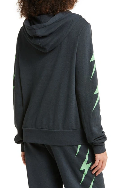 Shop Aviator Nation Bolt Zip Graphic Hoodie In Charcoal/ Mint